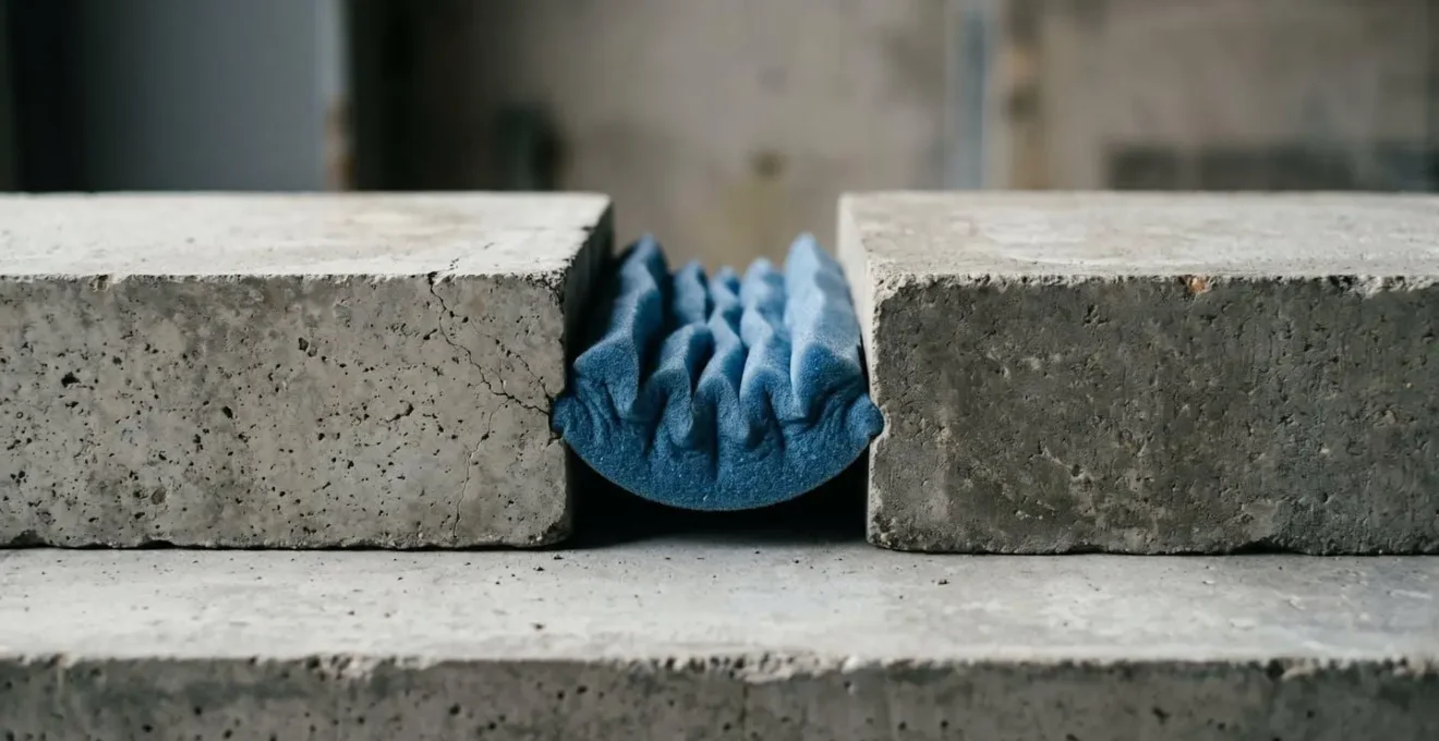 Coupe transversale montrant la bande de désolidarisation entre la chape et le mur absorbant la dilatation thermique