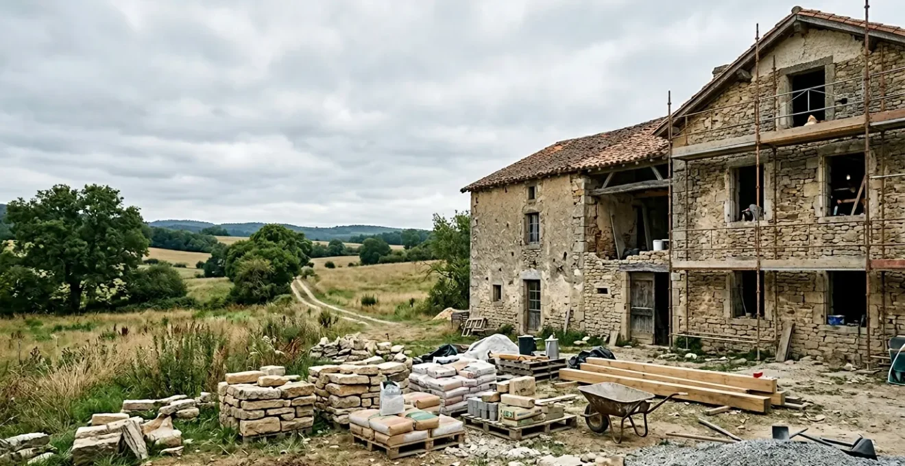 Gros œuvre et chantier de rénovation d'une maison ancienne en pierre