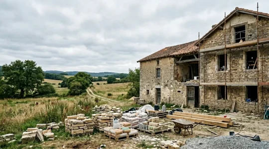 Gros œuvre et chantier de rénovation d'une maison ancienne en pierre