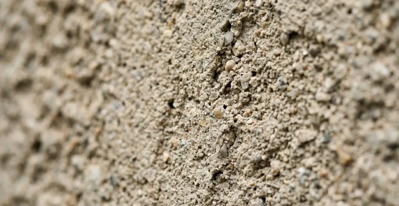 Gros plan macro sur les microfissures d'un enduit d'isolation thermique extérieure