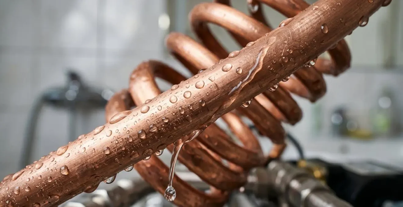 Coupe technique d'un échangeur thermique vertical pour récupération de chaleur sur eaux grises
