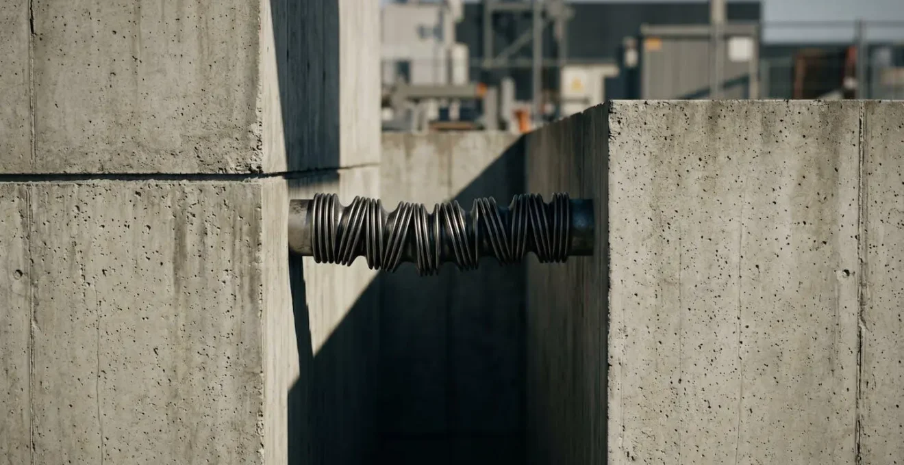 Vue en coupe du joint de fractionnement périphérique d'un bâtiment isolé sismiquement