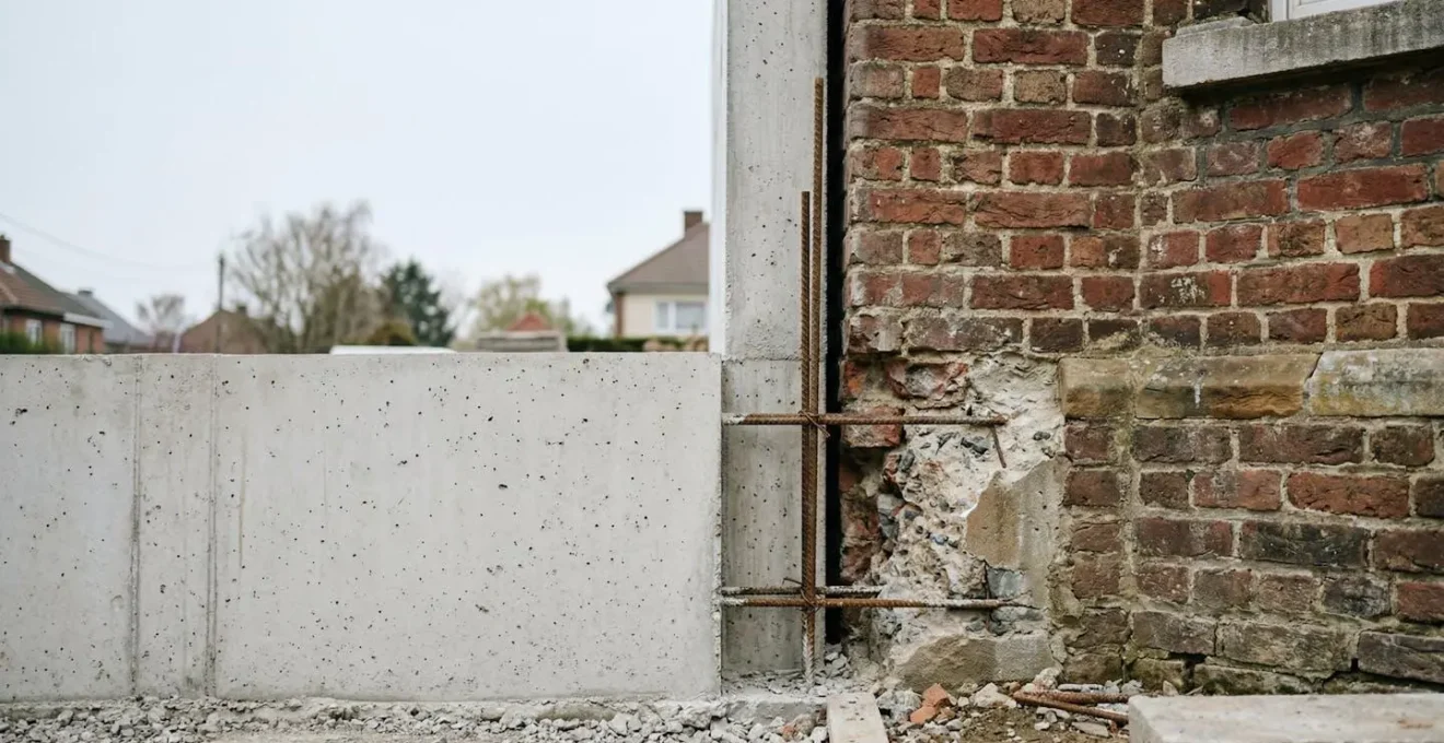 Jonction structurelle entre extension neuve et bâti existant lors d'un agrandissement de maison