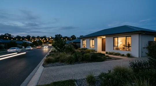 Maison contemporaine en bord de route avec facade renovee protegee des nuisances sonores
