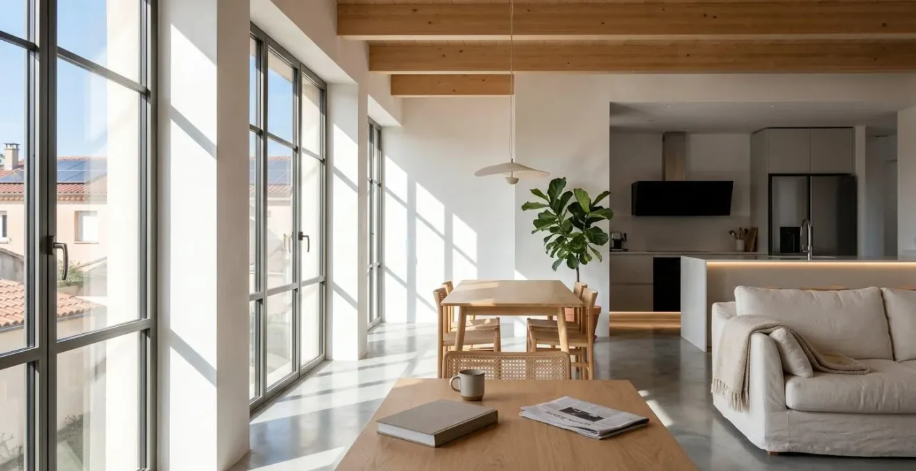Intérieur de maison moderne avec système de domotique pour optimiser l'autoconsommation solaire