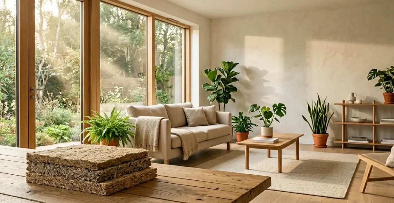 Maison écologique avec matériaux d'isolation naturels et air intérieur pur