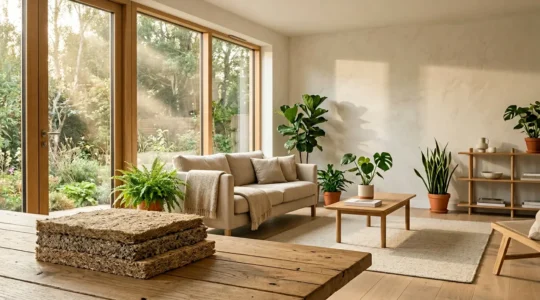 Maison écologique avec matériaux d'isolation naturels et air intérieur pur