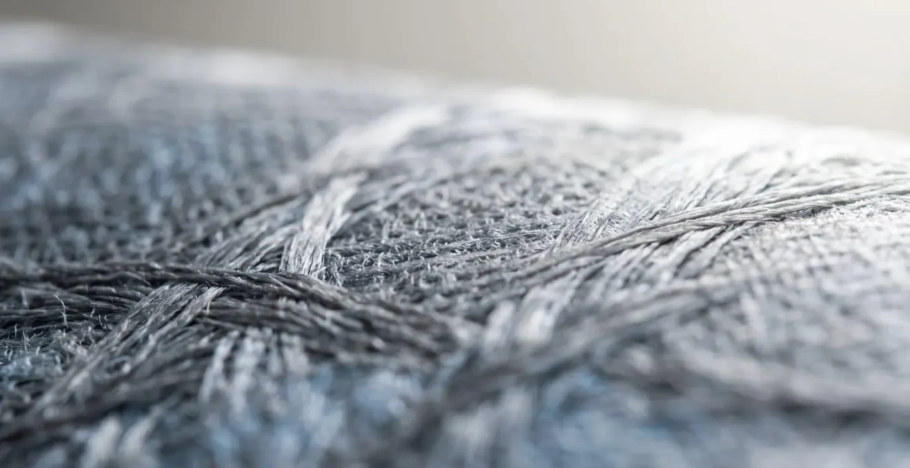 Gros plan macro sur la texture d'une membrane pare-vapeur hygrovariable montrant ses propriétés techniques