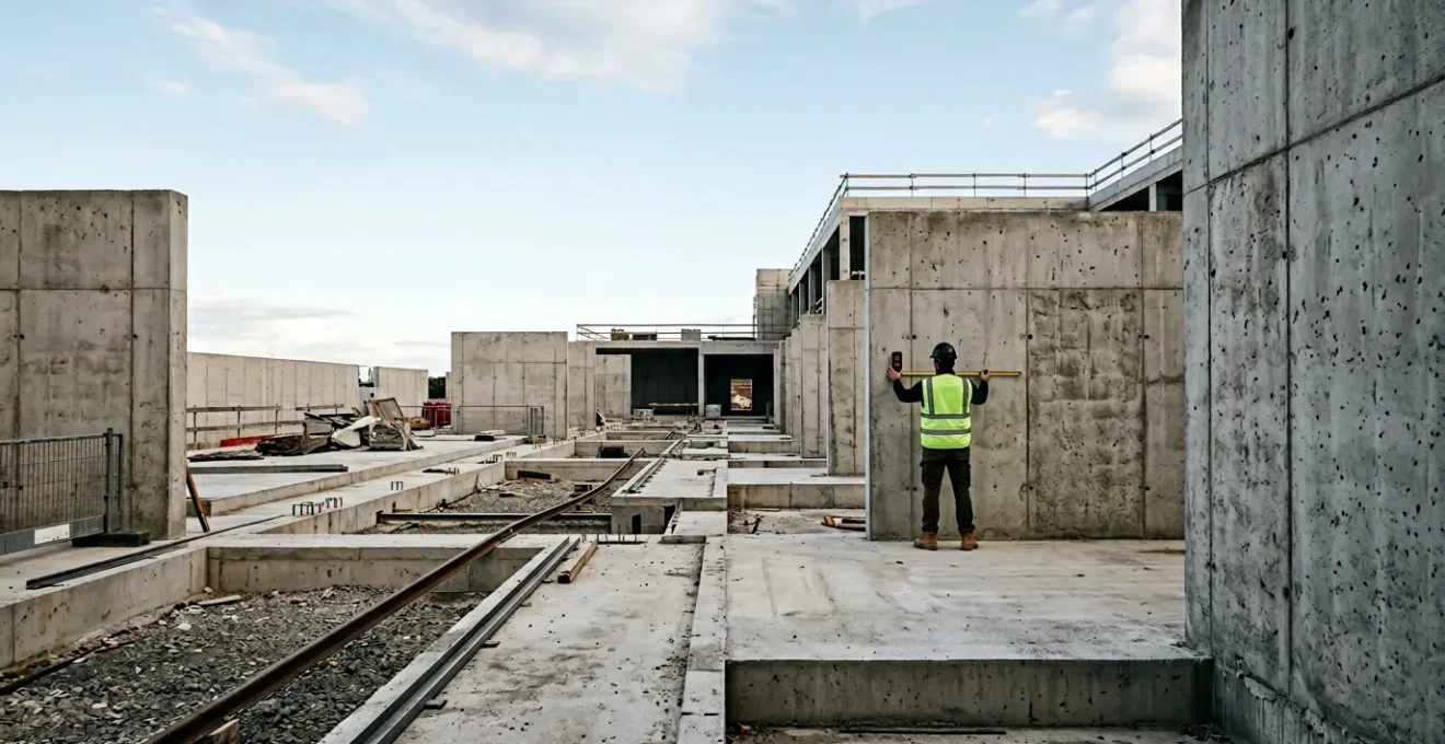 Inspection professionnelle d'un chantier de gros œuvre lors de la réception des travaux