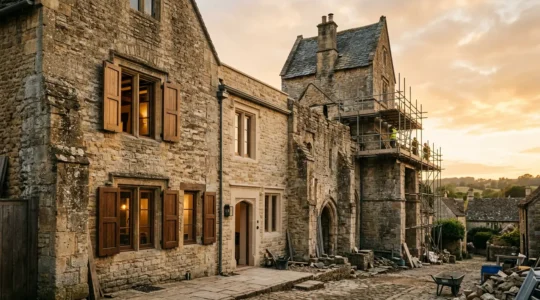 Rénovation d'un bâtiment patrimonial ancien avec respect de l'authenticité architecturale