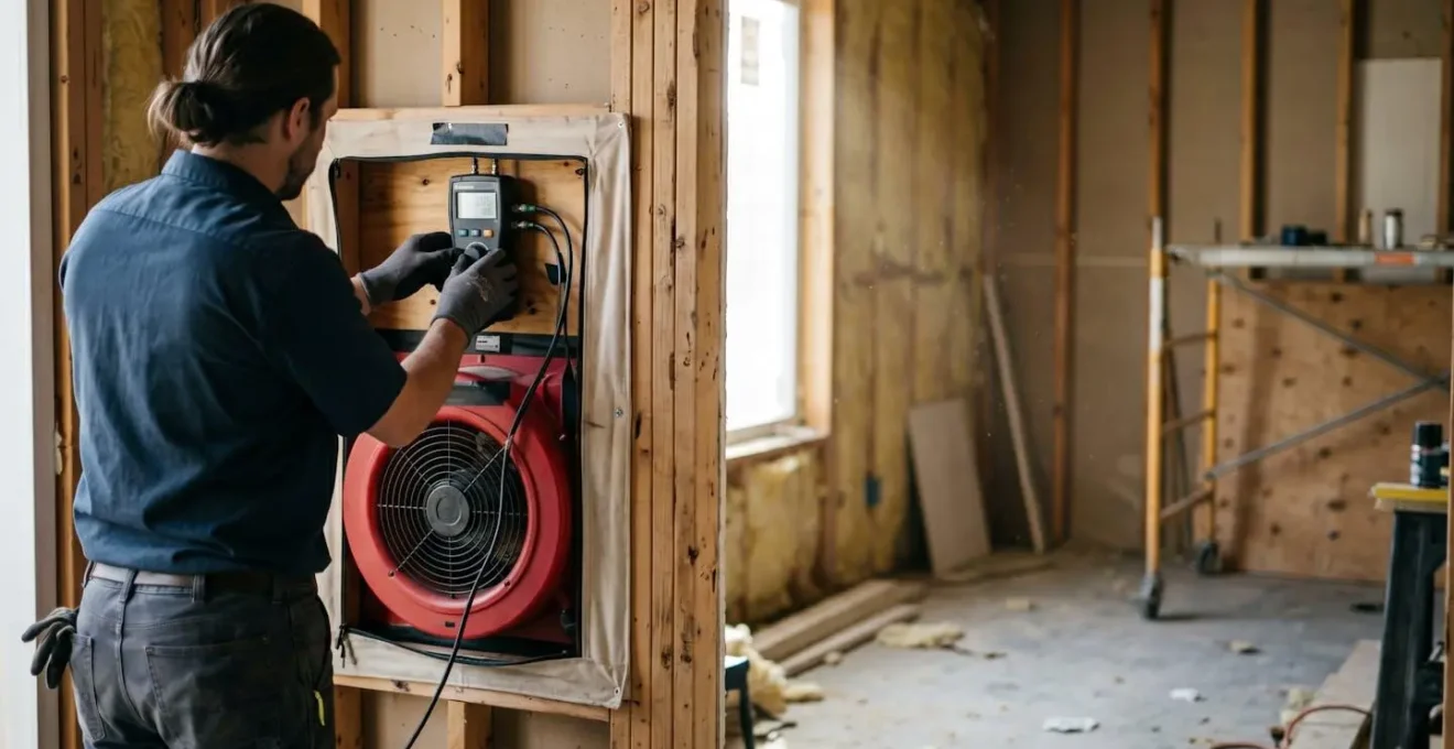 Installation d'un équipement de test d'étanchéité à l'air dans une construction neuve